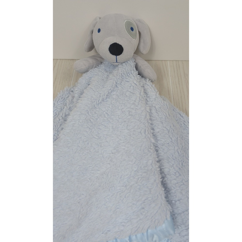 Everyday Kids Blue Security Blanket Gray spot eye Puppy Dog Large Lovey satin